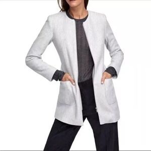 Zara Basic size 4 S Gray Coat Herringbone Jacket Zip Up Pockets